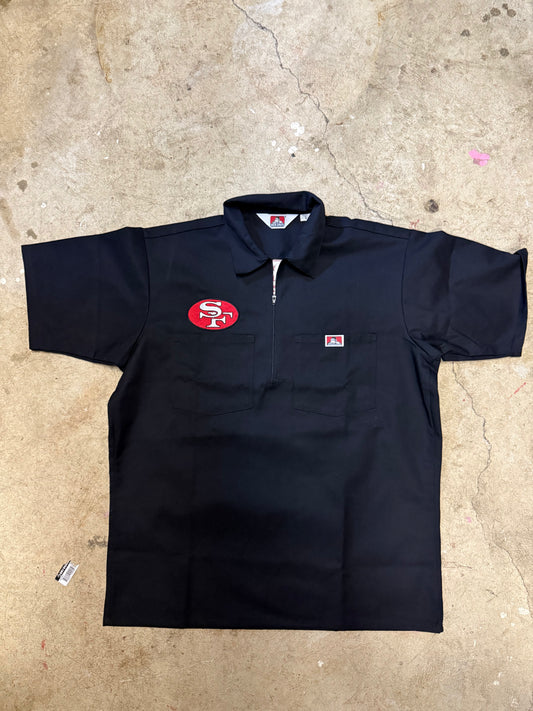 Custom Ben Davis Short Sleeve Striped 1/2 Zip Shirt